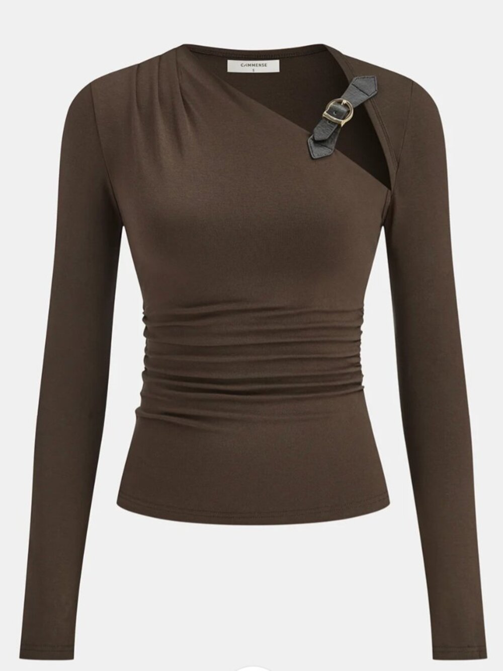 Commense Belt-Decor Asymmetric Long Sleeve T-Shirt XS